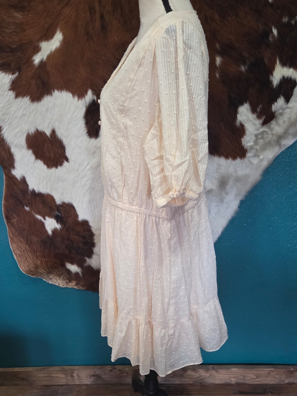 LC Lauren Conrad Pale Blush Embroidered V-Neck Mini Dress - Picture 4 of 8